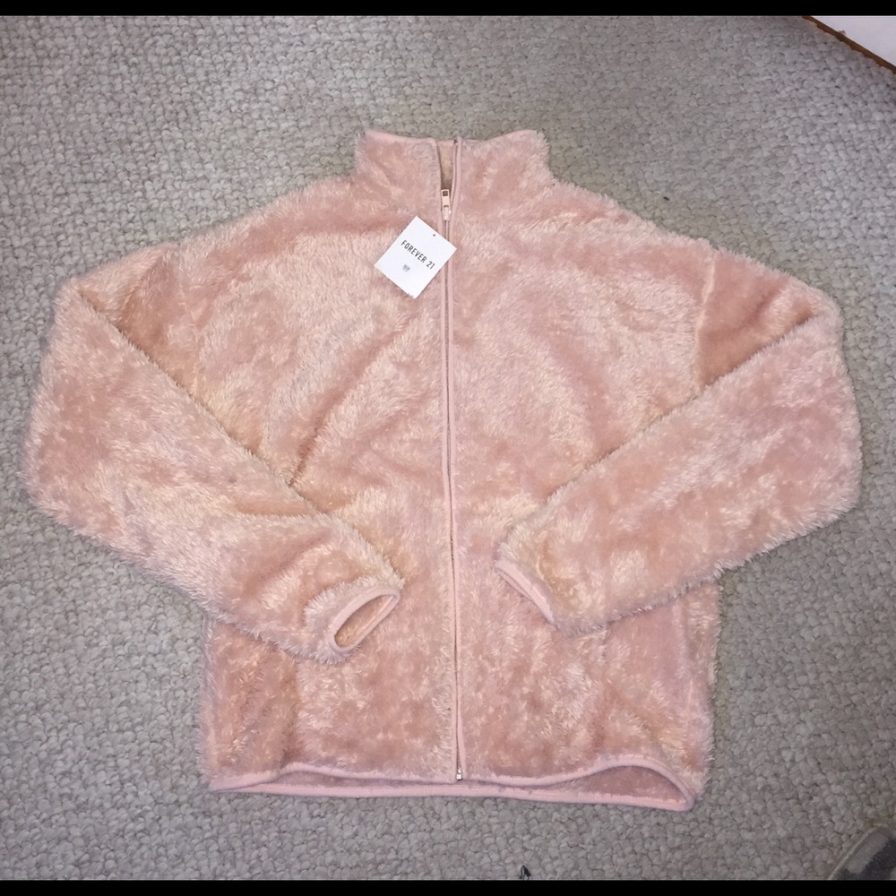 Fuzzy zip up jacket